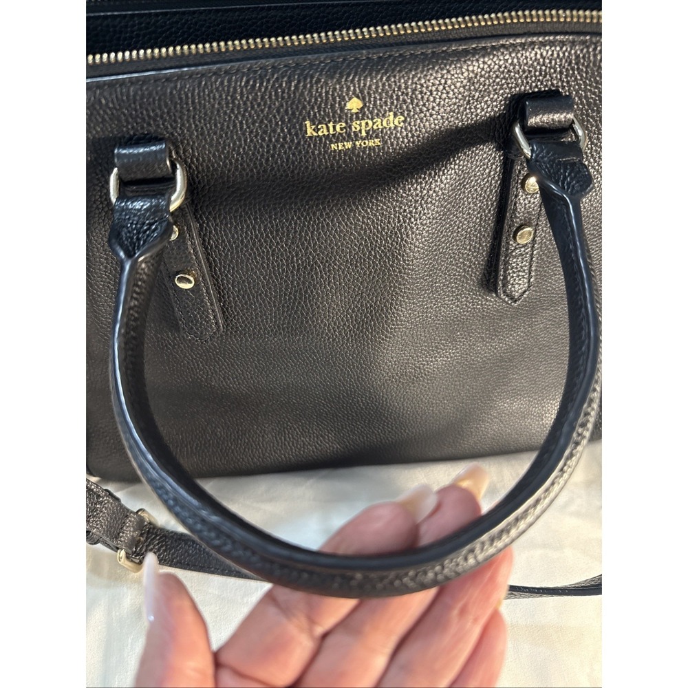 Kate Spade Mulberry Street Leighann Satchel Handbag Black Pebbled Leather - Picture 3 of 12